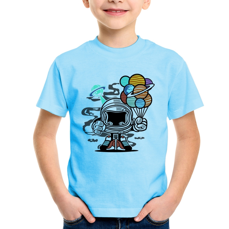 Camiseta Infantil Astronauta Chibi - Azul Bebê