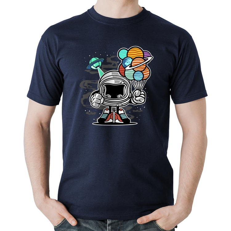 Camiseta Algodão Astronauta Chibi - Marinho