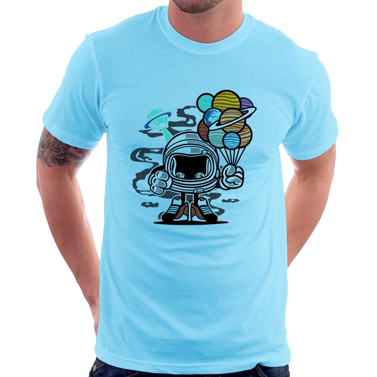 Camiseta Astronauta Chibi - Azul Bebê