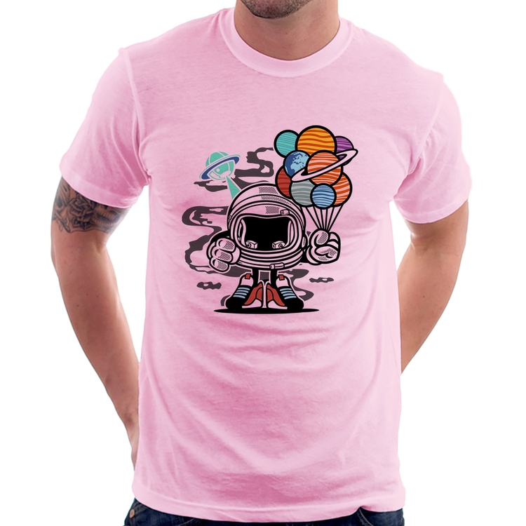 Camiseta Astronauta Chibi - Rosa Bebê