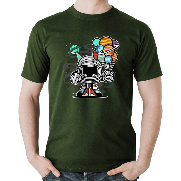 Camiseta Algodão Astronauta Chibi - Musgo