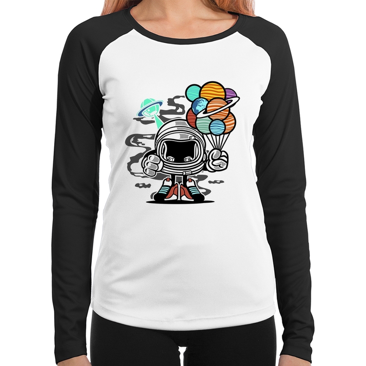 Baby Look Raglan Astronauta Chibi Manga Longa