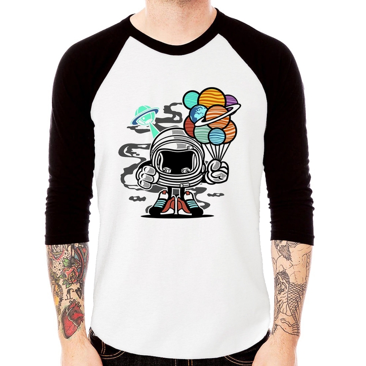 Camiseta Raglan Astronauta Chibi Manga 3/4