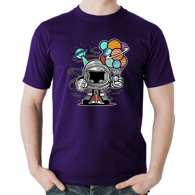 Camiseta Algodão Astronauta Chibi - Roxa