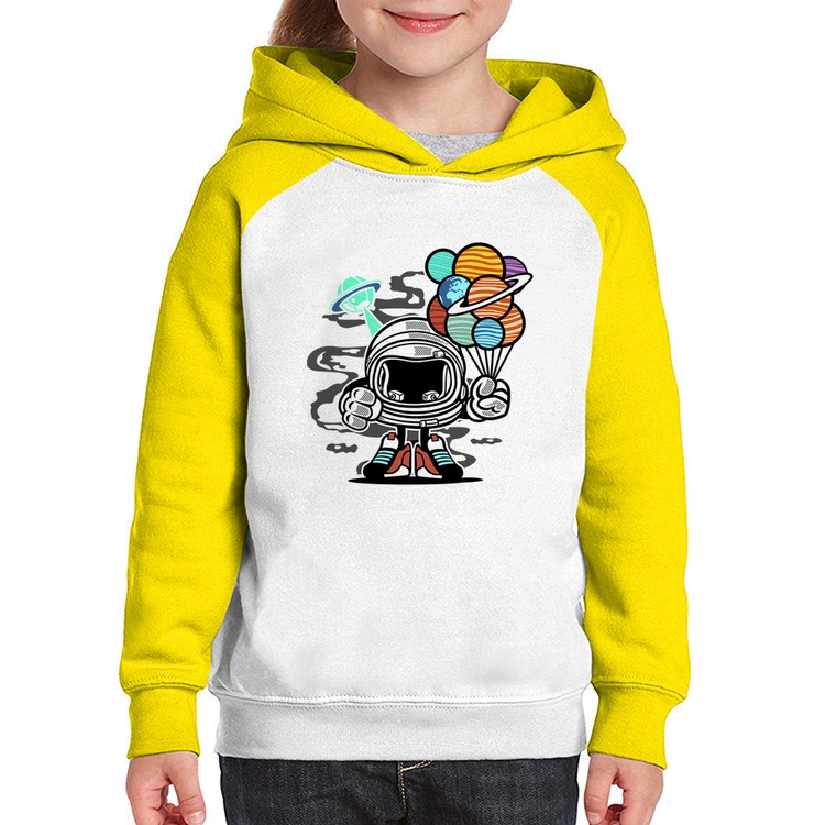 Moletom Infantil Astronauta Chibi - Branco/Amarelo