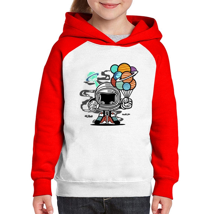 Moletom Infantil Astronauta Chibi - Branco/Vermelho