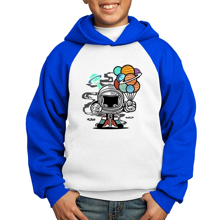 Moletom Infantil Astronauta Chibi - Branco/Azul