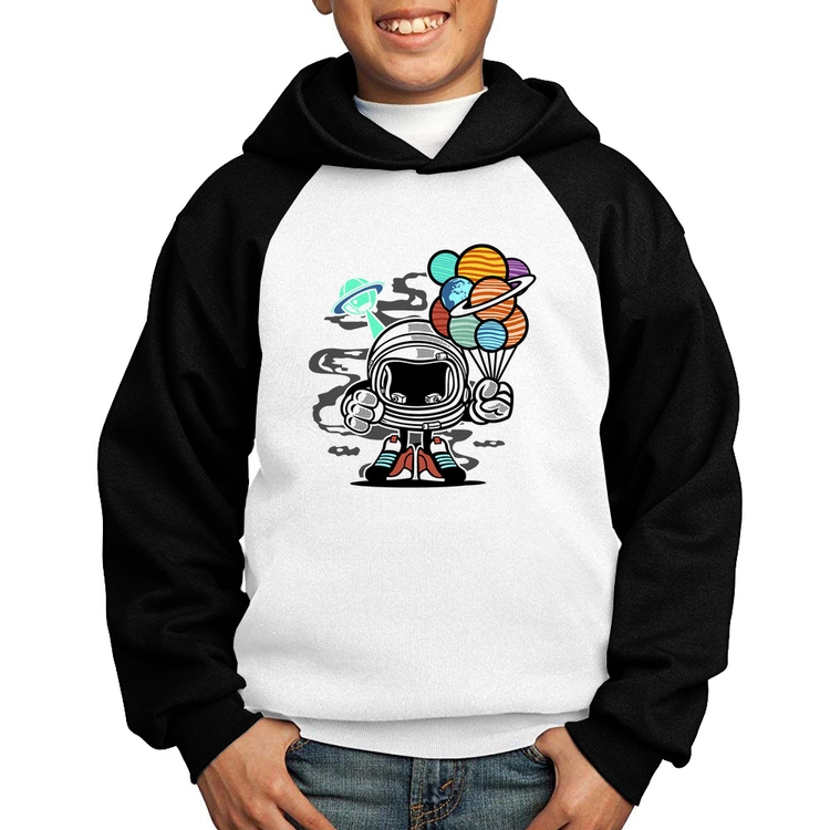 Moletom Infantil Astronauta Chibi - Branco/Preto