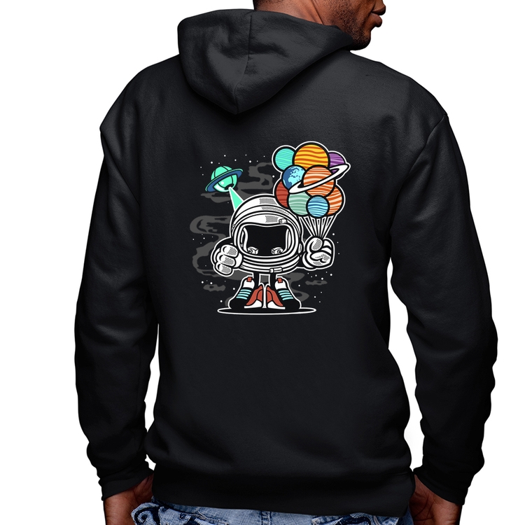 Blusa Moletom Astronauta Chibi Masculina com Capuz e Zíper