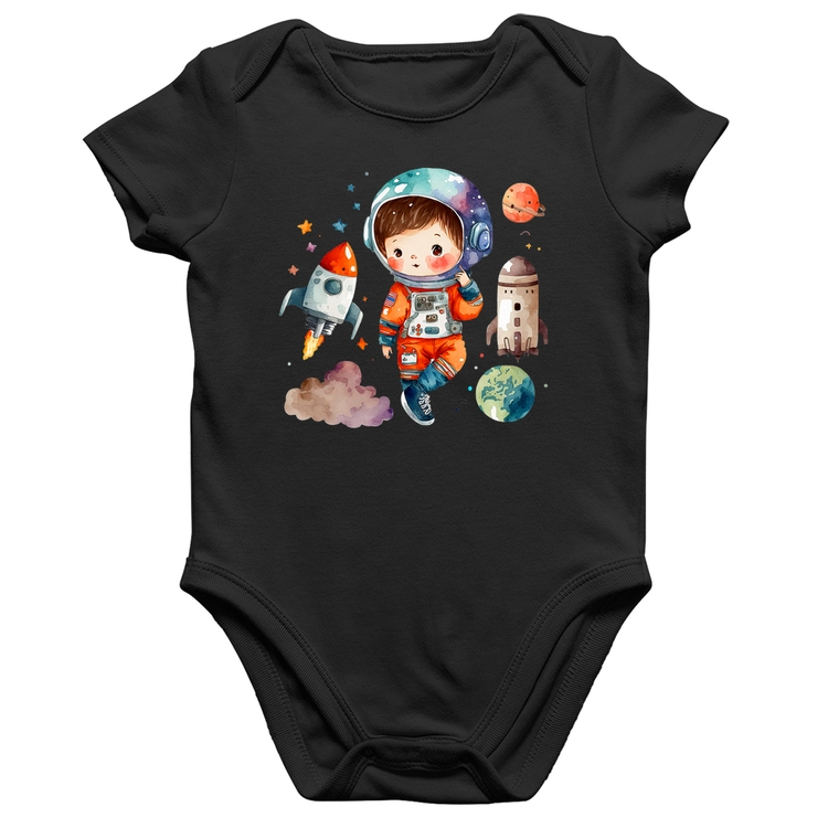 Body Bebê Algodão Astronauta Criança e Foguetes