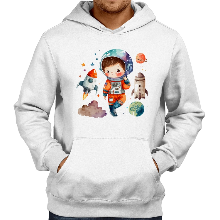Moletom Astronauta Criança e Foguetes - Branco