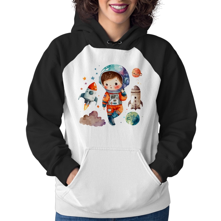 Moletom Feminino Astronauta Criança e Foguetes