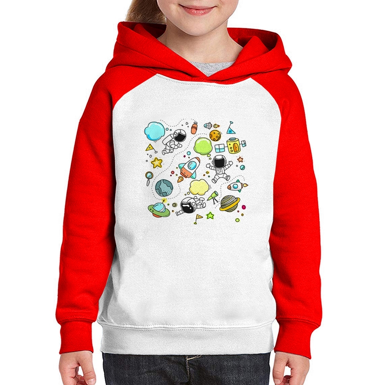Moletom Infantil Astronauta - Branco/Vermelho
