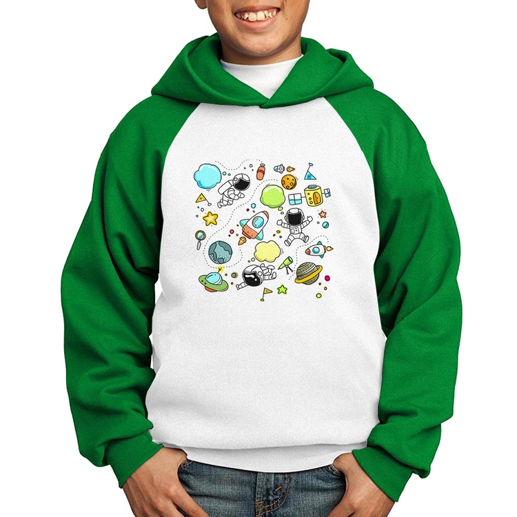 Moletom Infantil Astronauta - Branco/Verde