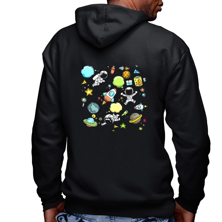 Blusa Moletom Astronauta Masculina com Capuz e Zíper