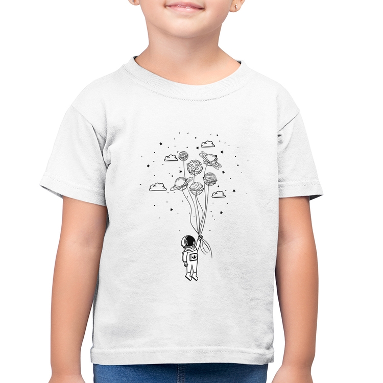 Camiseta Algodão Infantil Astronauta Sonhador - Branca