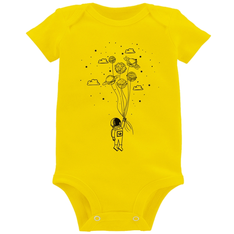 Body Bebê Astronauta Sonhador - Amarelo
