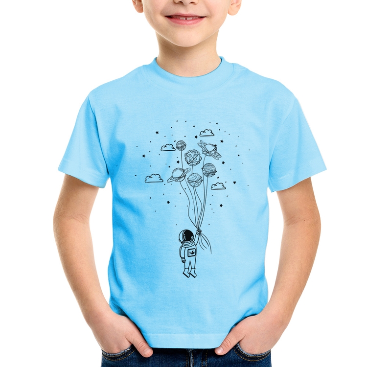 Camiseta Infantil Astronauta Sonhador - Azul Bebê