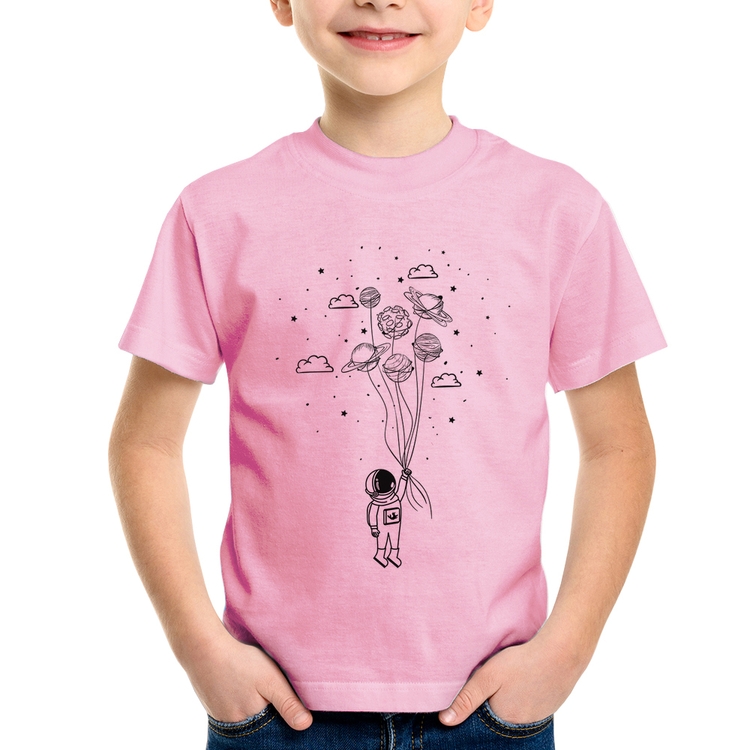 Camiseta Infantil Astronauta Sonhador - Rosa Bebê