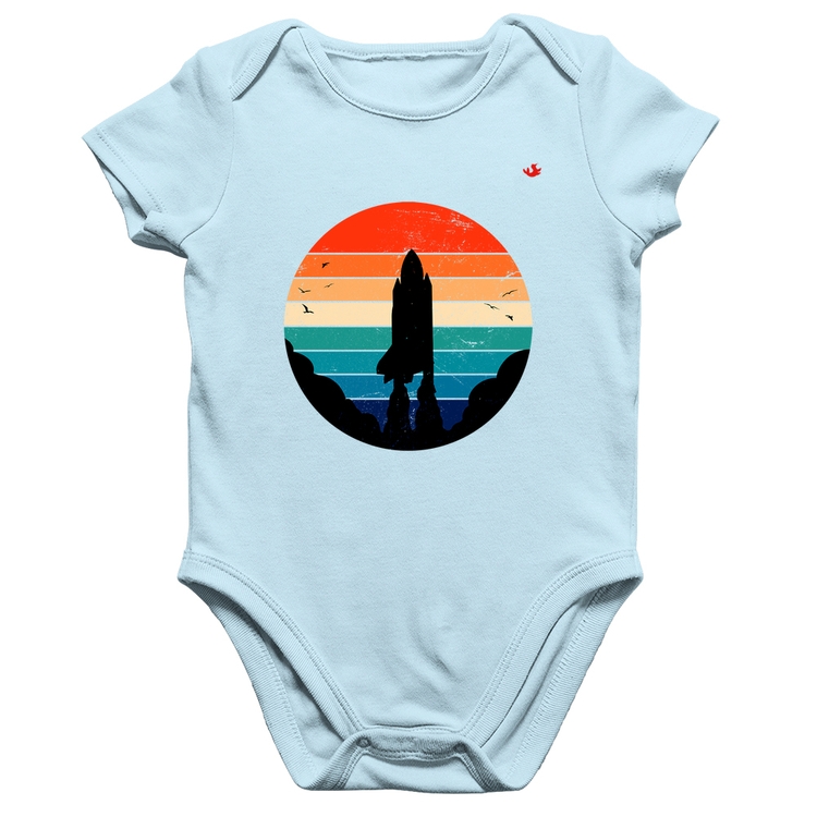 Body Bebê Algodão Astronomia Vintage Sunset - Azul Bebê