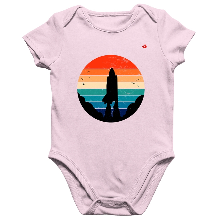 Body Bebê Algodão Astronomia Vintage Sunset - Rosa Bebê
