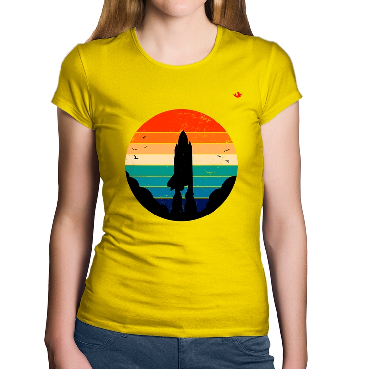 Baby Look Algodão Astronomia Vintage Sunset - Amarela