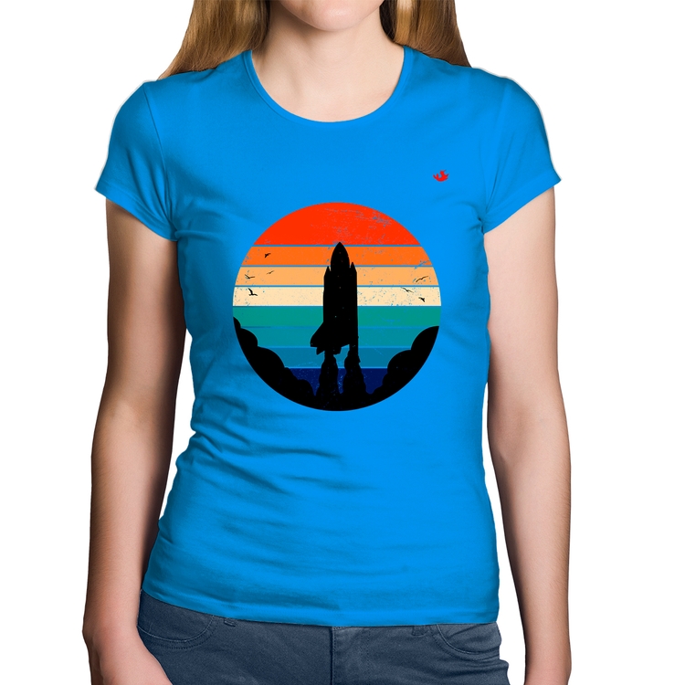 Baby Look Algodão Astronomia Vintage Sunset - Azul