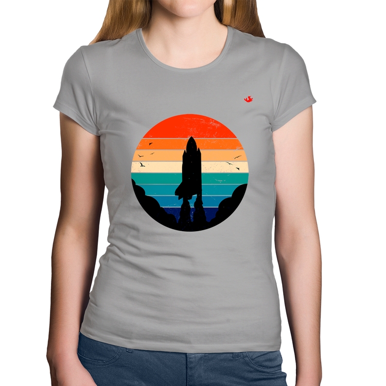 Baby Look Algodão Astronomia Vintage Sunset - Cinza