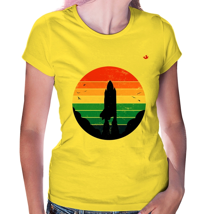 Baby Look Astronomia Vintage Sunset - Amarela