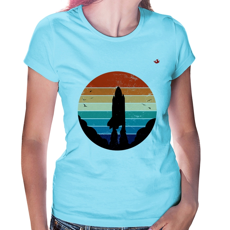 Baby Look Astronomia Vintage Sunset - Azul Bebê