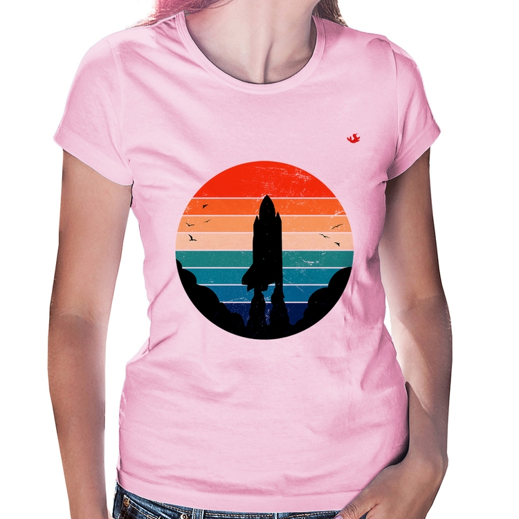 Baby Look Astronomia Vintage Sunset - Rosa Bebê