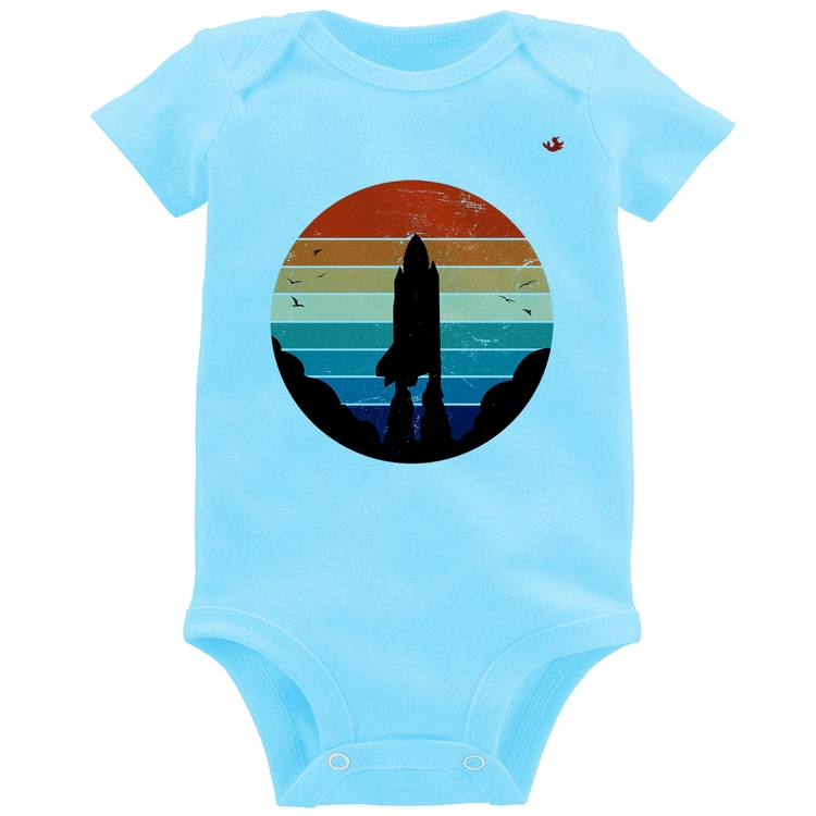 Body Bebê Astronomia Vintage Sunset - Azul Bebê