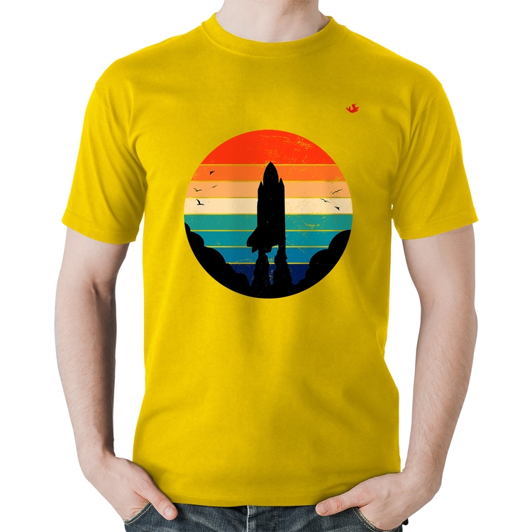 Camiseta Algodão Astronomia Vintage Sunset - Amarela