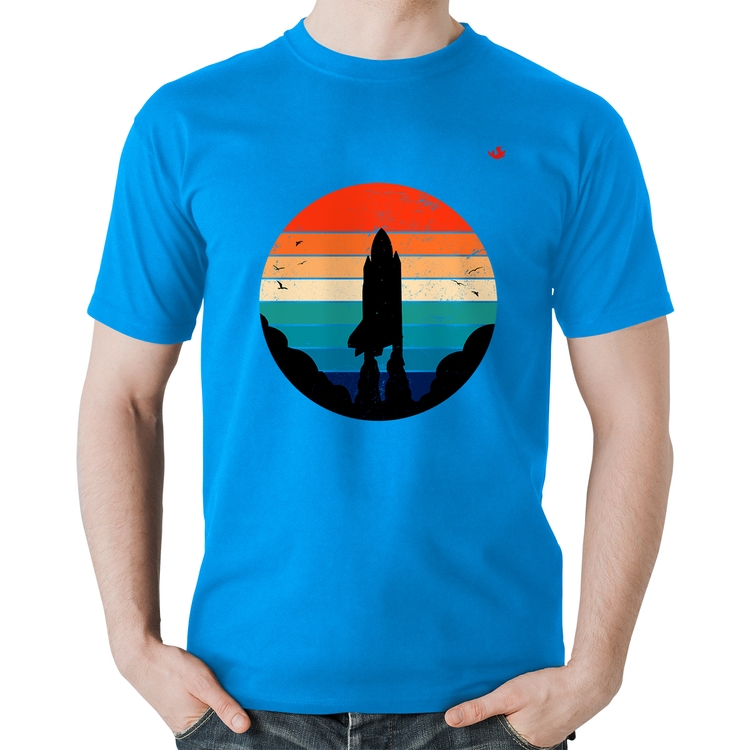 Camiseta Algodão Astronomia Vintage Sunset - Azul