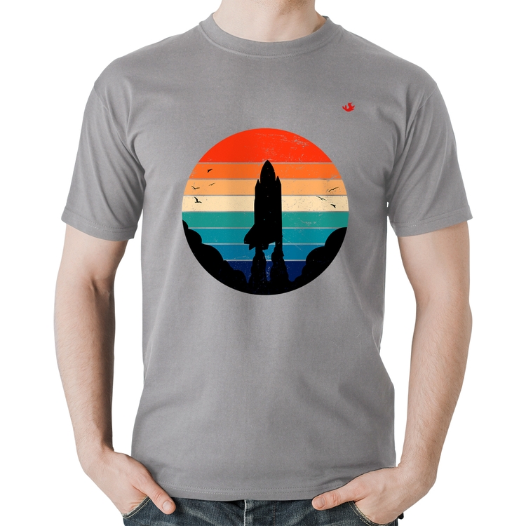 Camiseta Algodão Astronomia Vintage Sunset - Cinza