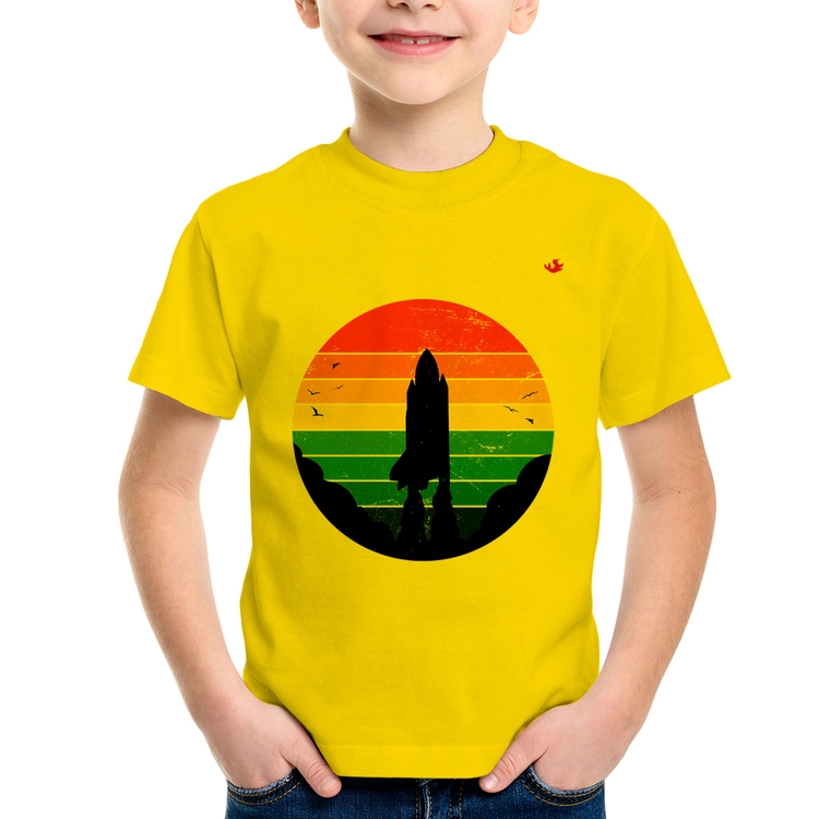 Camiseta Infantil Astronomia Vintage Sunset - Amarela