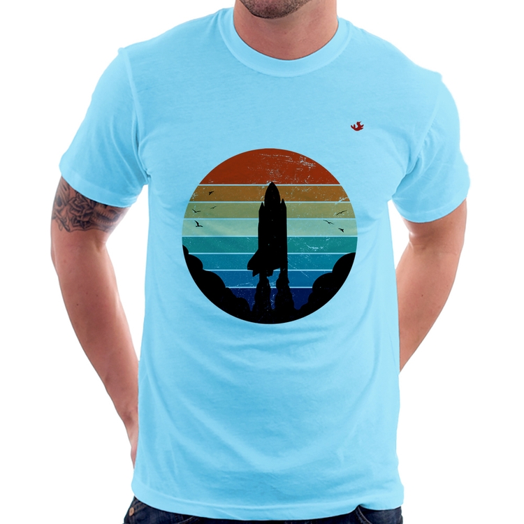 Camiseta Astronomia Vintage Sunset - Azul Bebê
