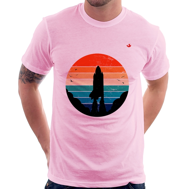 Camiseta Astronomia Vintage Sunset - Rosa Bebê