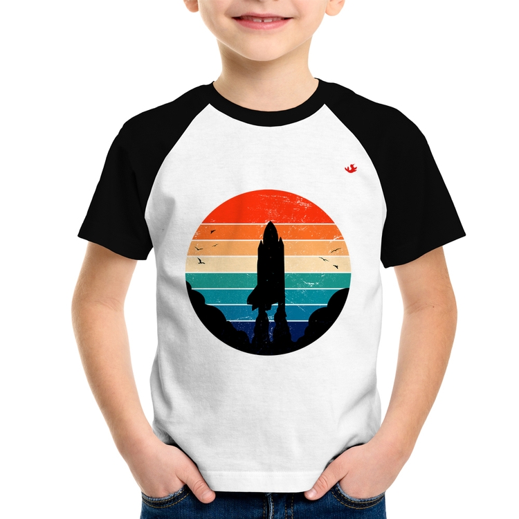 Camiseta Raglan Infantil Astronomia Vintage Sunset