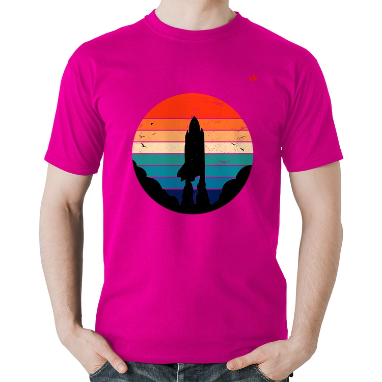 Camiseta Algodão Astronomia Vintage Sunset - Rosa
