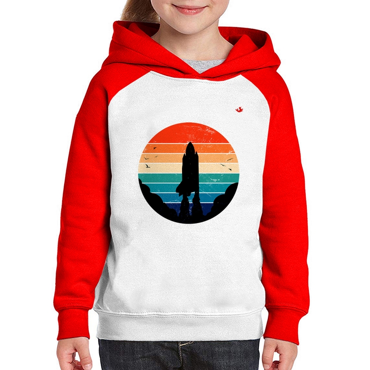 Moletom Infantil Astronomia Vintage Sunset - Branco/Vermelho