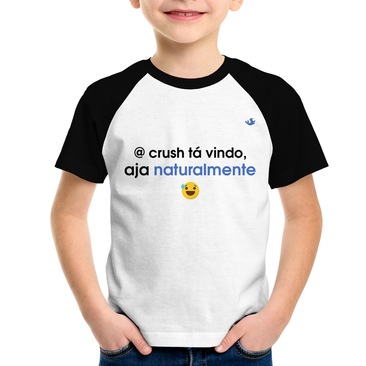 Camiseta Raglan Infantil @ crush tá vindo, aja naturalmente