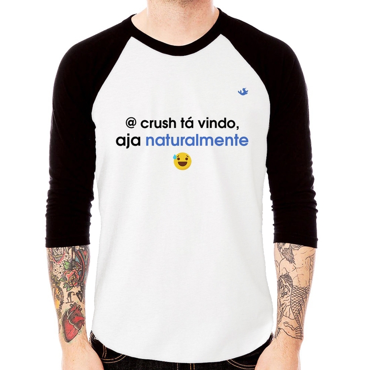 Camiseta Raglan @ crush tá vindo, aja naturalmente Manga 3/4