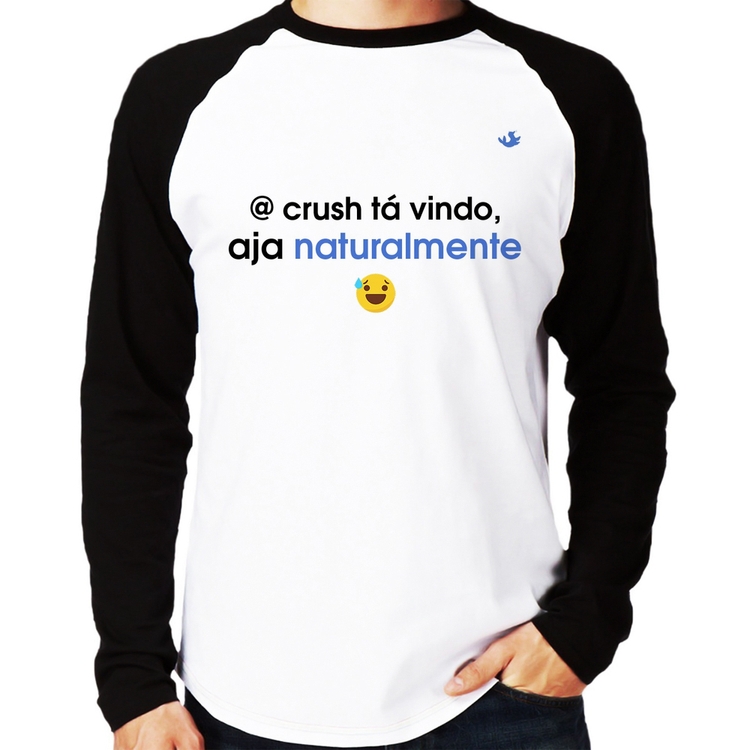 Camiseta Raglan @ crush tá vindo, aja naturalmente Manga Longa