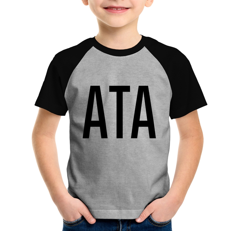 Camiseta Raglan Infantil ATA - Cinza/Preto