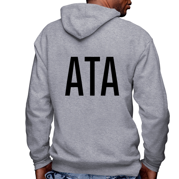 Blusa Moletom ATA Masculina com Capuz e Zíper - Mescla