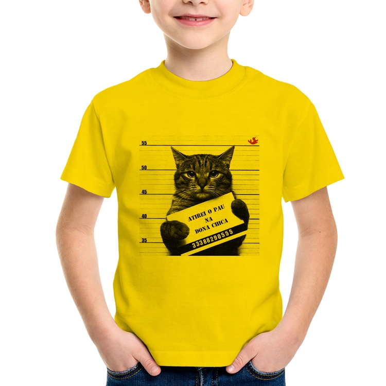 Camiseta Infantil Atirei o pau na Dona Chica - Amarela