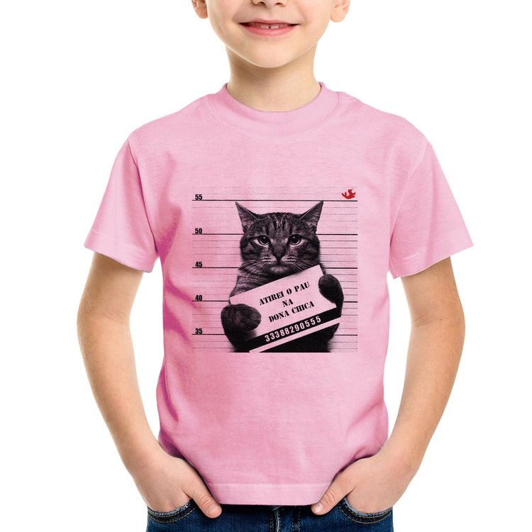 Camiseta Infantil Atirei o pau na Dona Chica - Rosa Bebê