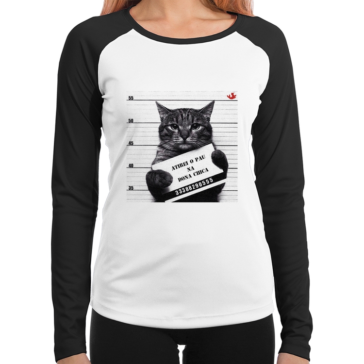 Baby Look Raglan Atirei o pau na Dona Chica Manga Longa