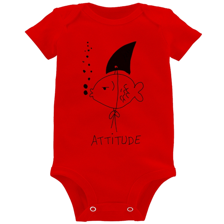 Body Bebê Atitude Peixe Tubarão - Vermelho